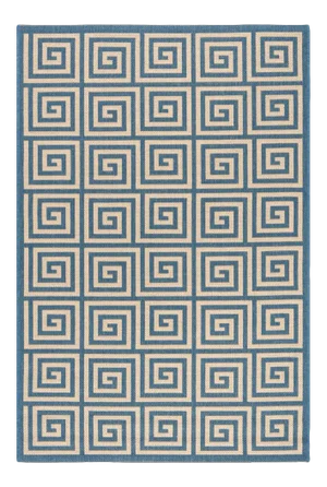 Lake House Indoor Outdoor Rug Cream & Blue 4'x6'