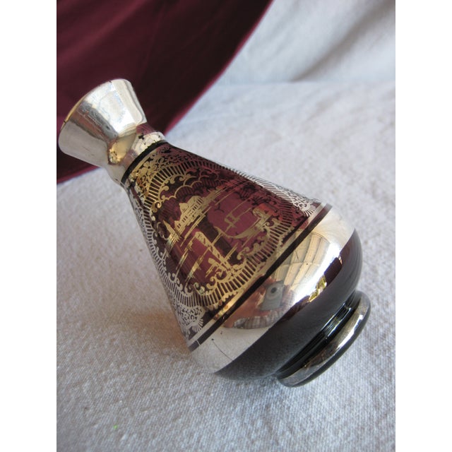 Glass Mid-Century Venetian Silver Overlay Vase Venetian View For Sale - Image 7 of 8