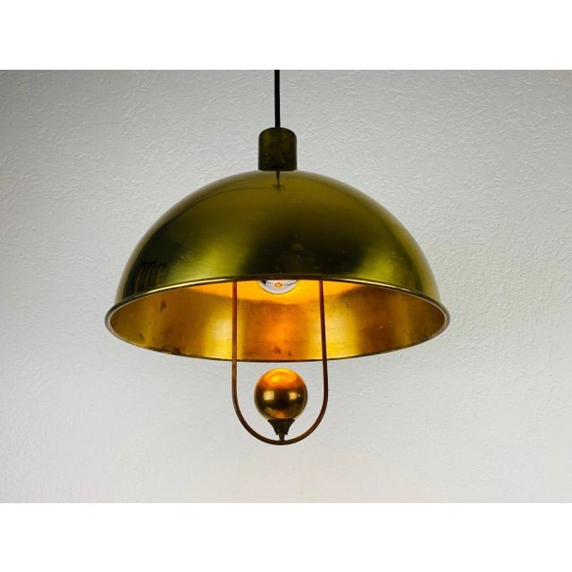 Metal Polished Brass Pendant Lamp by Florian Schulz, 1970s, Germany For Sale - Image 7 of 13