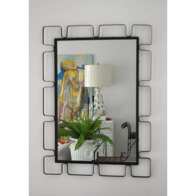 Mid-Century Modern 1950s Mid-Century Wrought Iron Wall Mirror For Sale - Image 3 of 12