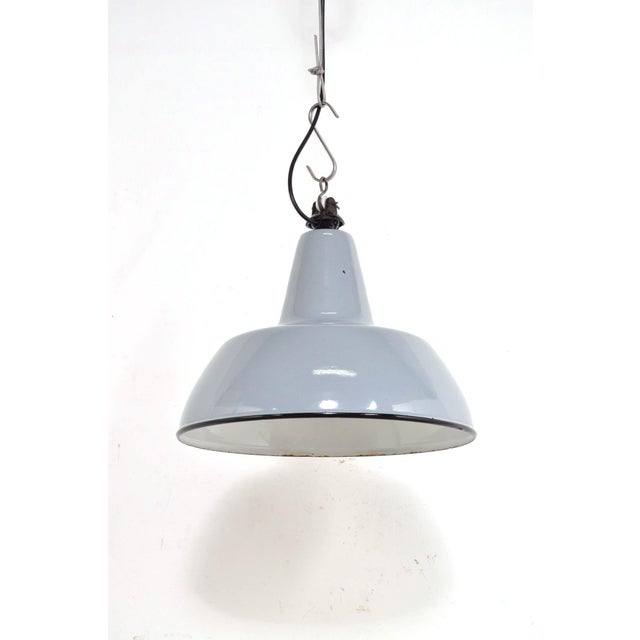 Industrial Vintage Enamel Pendant Lamp, 1950s For Sale - Image 3 of 9