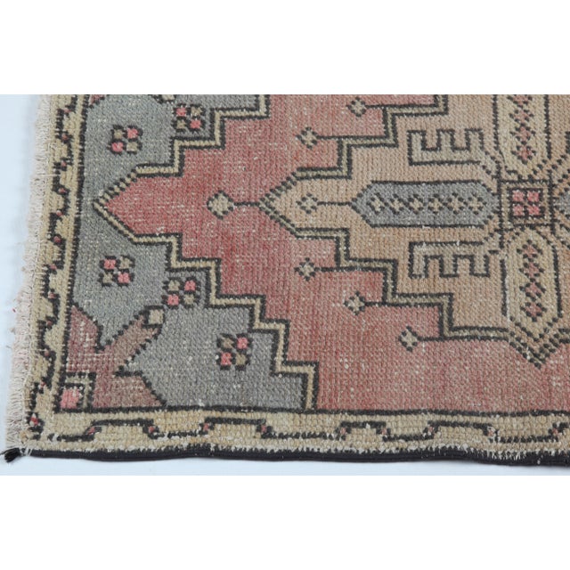 Urkish Tribal Accent Rug for Entryway - Neutral Vintage Turkish Rug With Faded Tribal Motifs -1' 9'' X 3' 3'' For Sale - Image 9 of 10