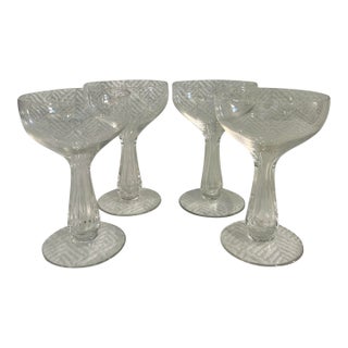 Mid 20th Century Hollow Stem Art Deco Champagne Coupes - A Set of 4 For Sale