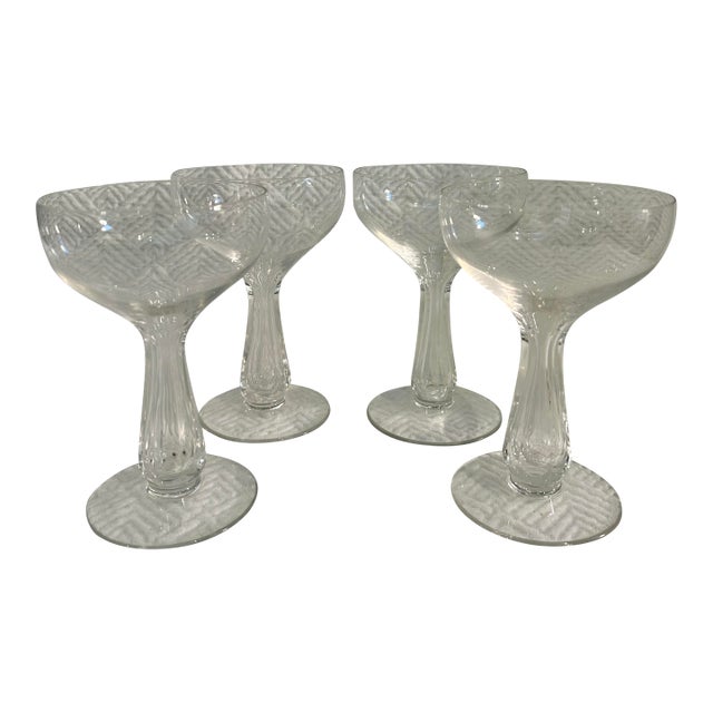 Mid 20th Century Hollow Stem Art Deco Champagne Coupes - A Set of 4 For Sale
