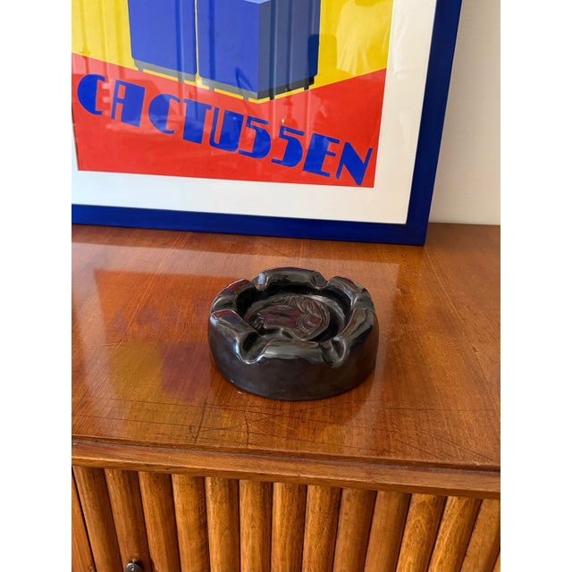 Mid-Century Black Glazed Ceramic Ashtray from Accolay, France, 1960s For Sale - Image 12 of 14