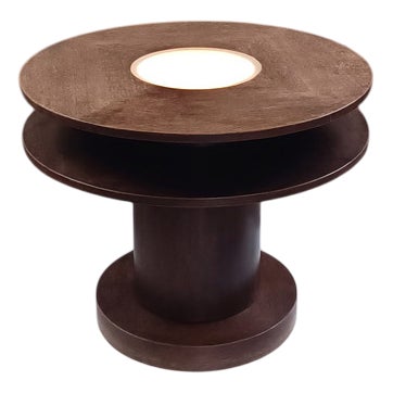 Side Table with Integrated Lamp from De Coene Freres, 1920s For Sale