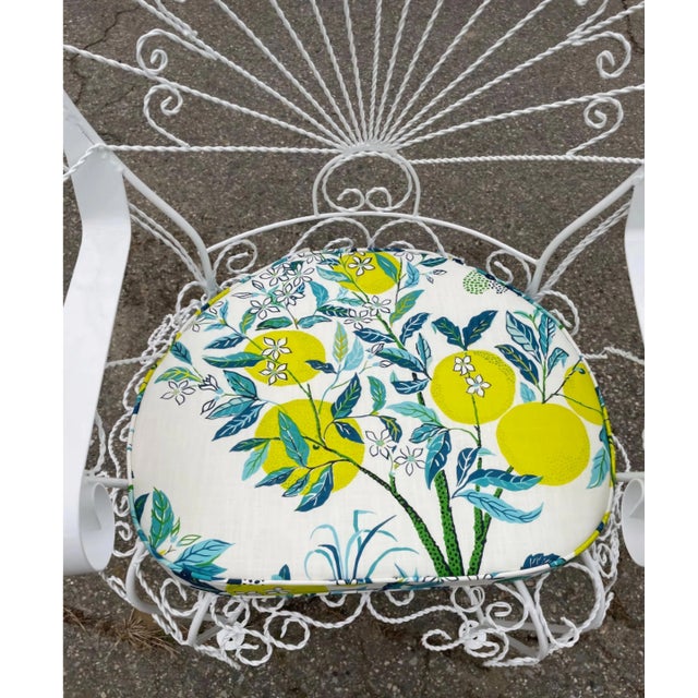 Salterini Vintage Wrought Iron Peacock Chair With Custom Cushion, Attributed For Sale - Image 4 of 5