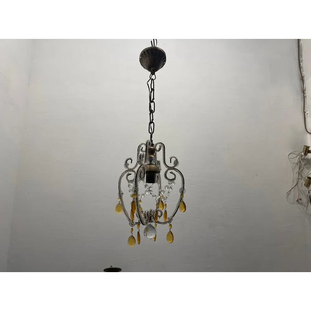 Small Beaded Crystal Pendants, 1970s, Set of 2 For Sale - Image 6 of 12