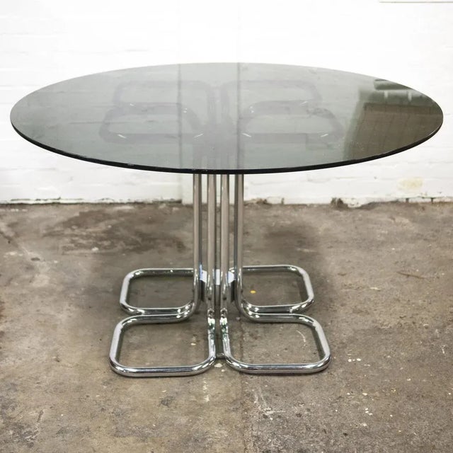 Mid-Century Modern Italian Glass Smoked Top Dining Table attributed to Giotto Stoppino, 1970s For Sale - Image 11 of 13
