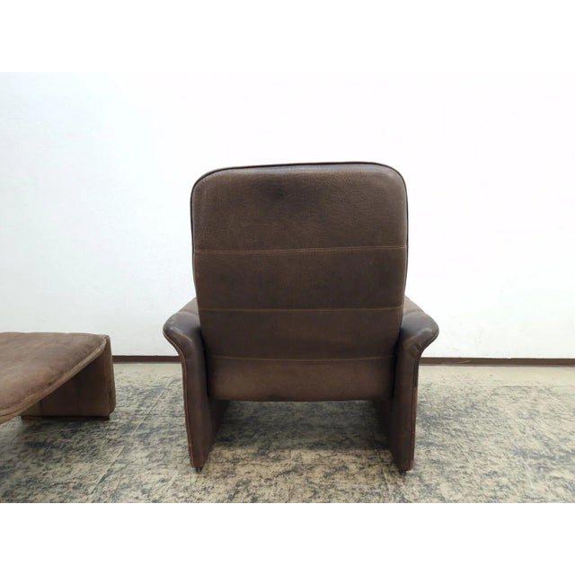 Set of DS50 Armchair with Stool in Leather by Robert Haussmann for De Sede, 1971 For Sale - Image 9 of 13