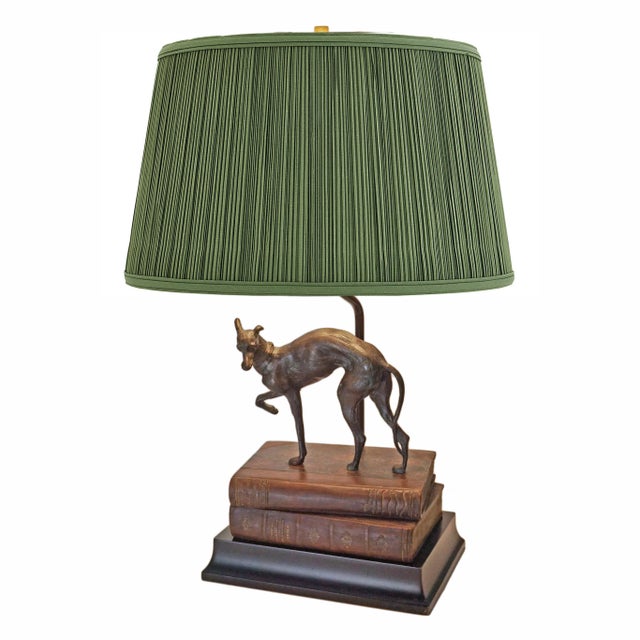 Vintage Greyhound on Book Stack Table Lamp Traditional English Style Decor For Sale In Philadelphia - Image 6 of 8