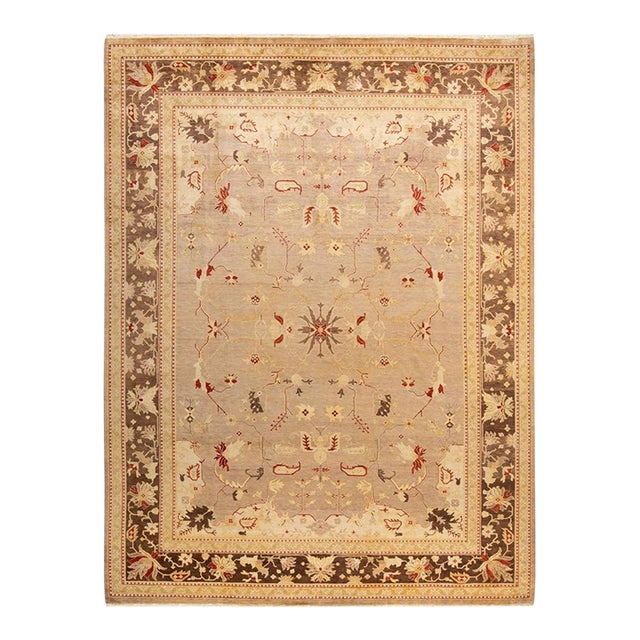 Eclectic, One-of-a-Kind Hand-Knotted Area Rug in Beige, 9' 2" x 12' 0" For Sale