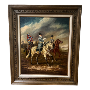 20th Century American School Oil on Canvas Framed Signed Depicting General Robert Lee