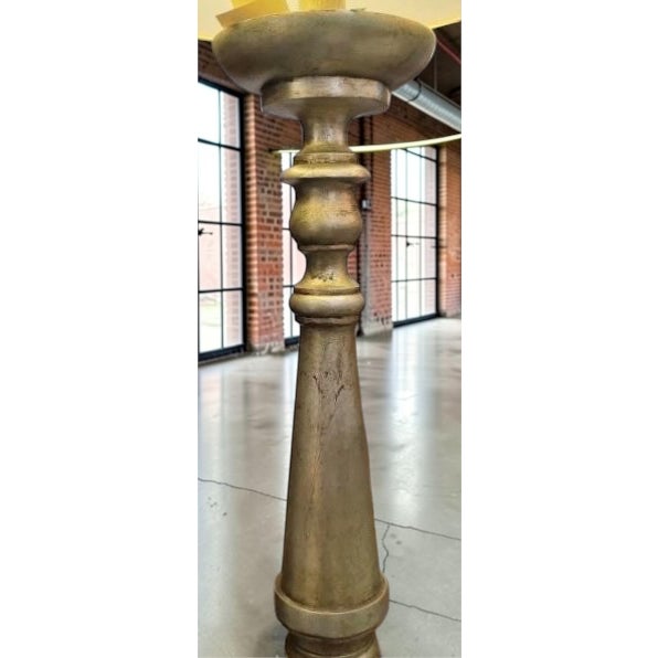 18c Style White Gold Giltwood Standing Floor Lamp W Custom Shade.