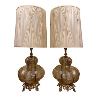 1970s Carl Falkenstein Hollywood Regency Beaded Bubble Lamps- a Pair For Sale