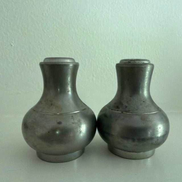 Silver 1950s Dutch Royal Holland 5 Piece Tea & Coffee Set with Salt & Pepper Shakers For Sale - Image 8 of 9