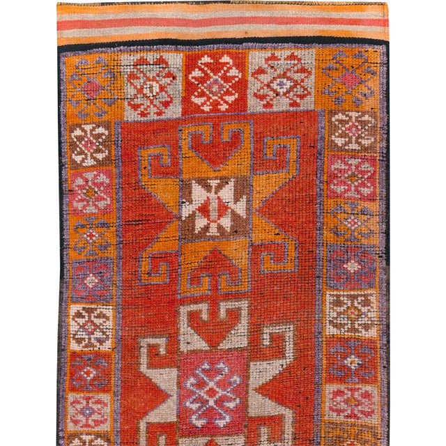 Tribal Galerie Shabab Collection Mid-20th Century Turkish Anatolian Tribal Runner For Sale - Image 3 of 10
