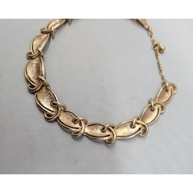 Gold Vintage Late 1950s Signed Boucher Goldtone Collar Necklace For Sale - Image 8 of 12