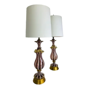 Fratelli Toso Murano Ribbon Italian Art Glass Lamps