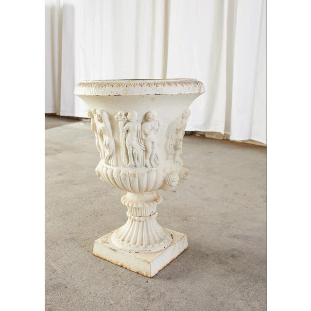 English Neoclassical Style Iron Garden Urns - a Pair For Sale - Image 12 of 13