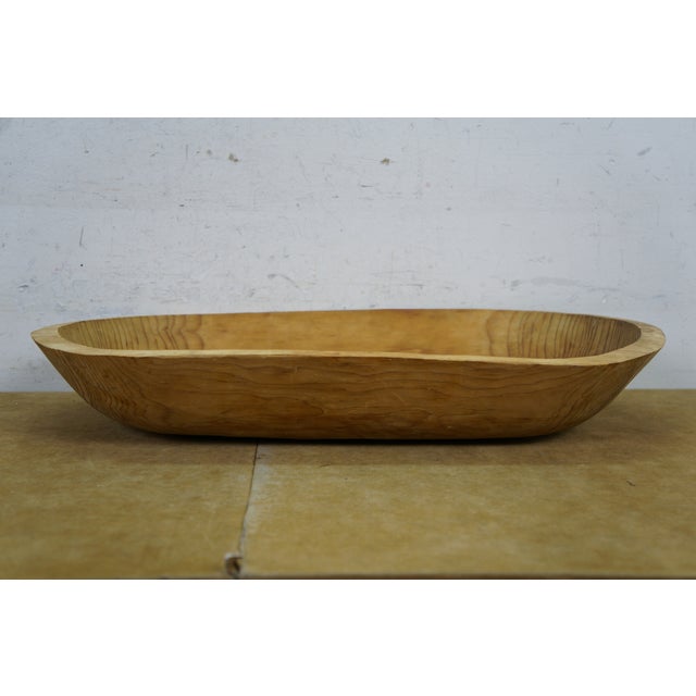 Wood Vintage Oak Farmhouse Dough Bowl Bin Trough Trencher Treen 20" For Sale - Image 7 of 11