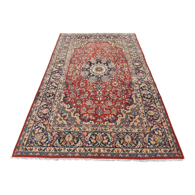 Najafabad Rug 8’2” X 12′ Red Wool Traditional Vintage Hand-Knotted Carpet For Sale