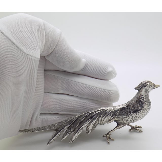Vintage Italian Handmade Silver 800 Pheasant Large Figurine Animal Sculpture For Sale - Image 6 of 12