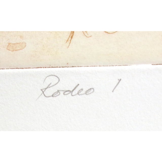 1980s 1980s William Papas "Rodeo I" Hand Signed & Numbered Artwork Etching Cowboy on Horse For Sale - Image 5 of 7