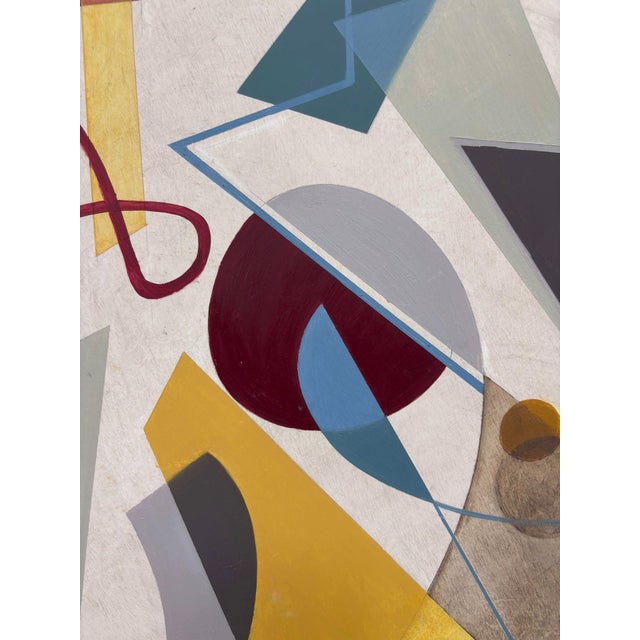 Abstract Everything is Right Now by Amy Hutcheson | Oil on round woodcradle Abstract geometric shapes. For Sale - Image 3 of 5