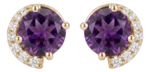 Elegant Style Amethyst Dainty Studs - Febraury Birthstone Studs for Woman - A Pair