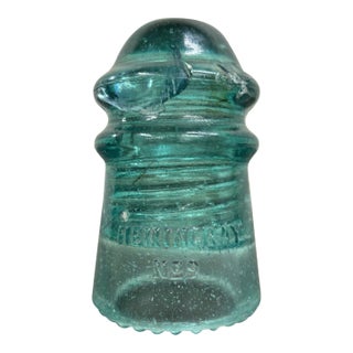 Vintage Hemingray 9 Aqua or Teal Glass Insulator For Sale