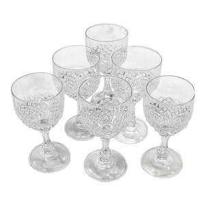 Vintage Diamond‑Cut Aperitif & Sherry Goblets - Set of 6 for Bar Cart Decor, Vintage Barware, Palm Beach Regency & Grandmillennial. See Pics!