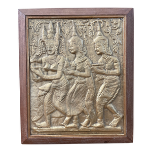 Vintage Framed Angkor Wat Thai Cambodian Temple Paper Mache Art