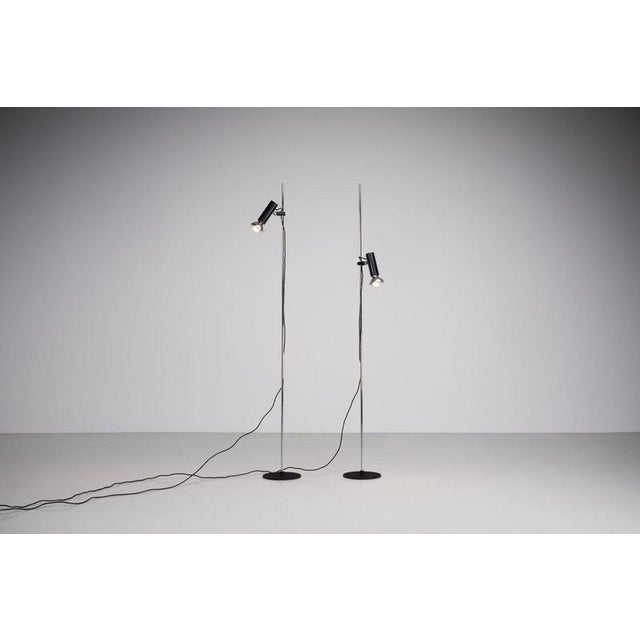 Black Model 1055 Floor Lamps attributed to Gino Sarfatti for Arteluce, Italy, 1955, Set of 2 For Sale - Image 12 of 17
