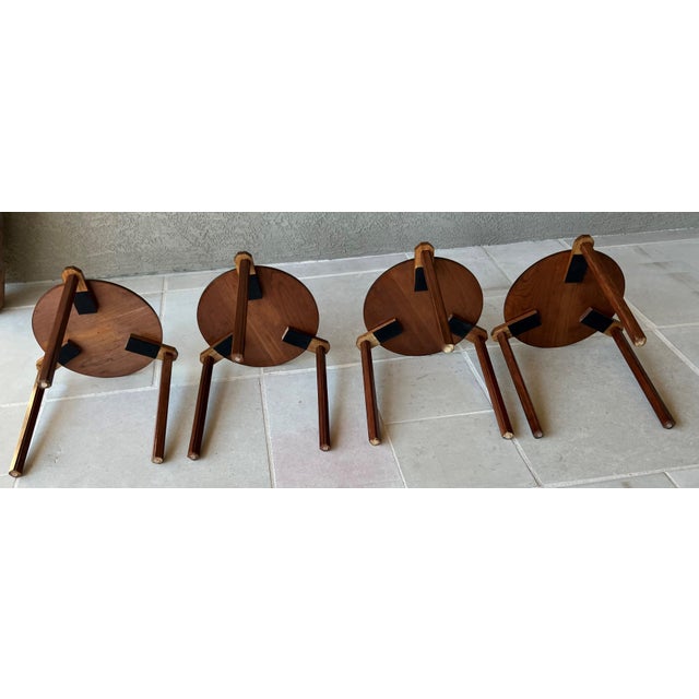 Circa 1970 Mahogany Wood Circular Stacking Tables in the Manner of Bruno Rey or Alvar Aalto - Set of 4 For Sale - Image 13 of 18