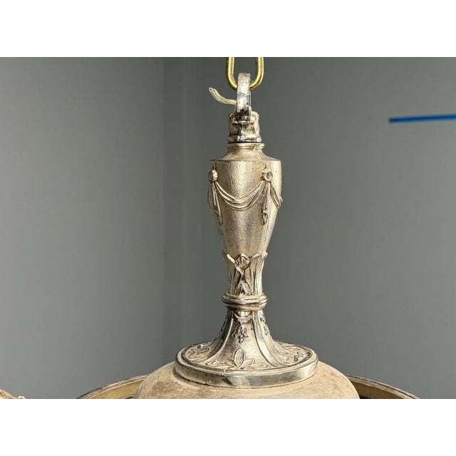 French Victorian, Chandelier, Etched Glass, Silver Plated, 19th Century For Sale - Image 12 of 17