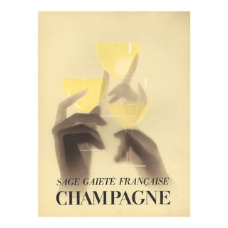 1932 Rare French Art Deco Champagne Lithograph by Paul Iribe. Matted For Sale