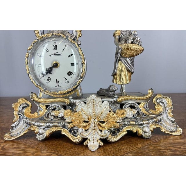 Lancini Imperial Ormolu Gilt Brass Mantle Clock with Candelabras, Set of 3 For Sale - Image 6 of 18