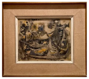Reginald Weston, Abstract Composition, 1949, Oil on Board, Framed