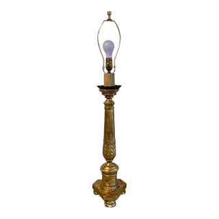 Mid 20th Century Gild Candlestick Lamp For Sale