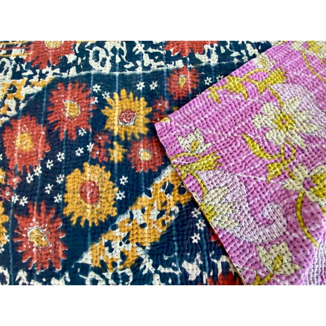 Vintage Kantha Reversible Throw For Sale - Image 4 of 9