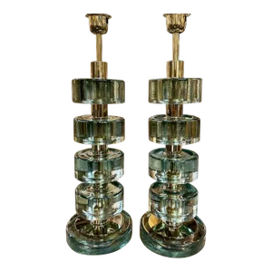 Pair of Modern Murano Disc Lamps