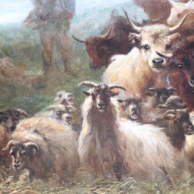 W. Watson, Herd of Cattle, Large Oil Painting on Board, 19th Century, Framed For Sale - Image 18 of 18