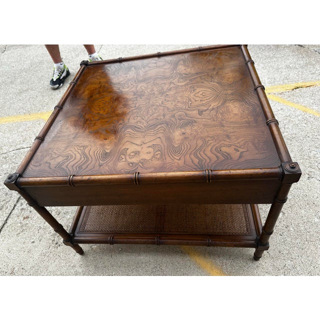Brown MCM Drexel Heritage Grand Tour Bamboo-Motif Side Table For Sale - Image 8 of 12