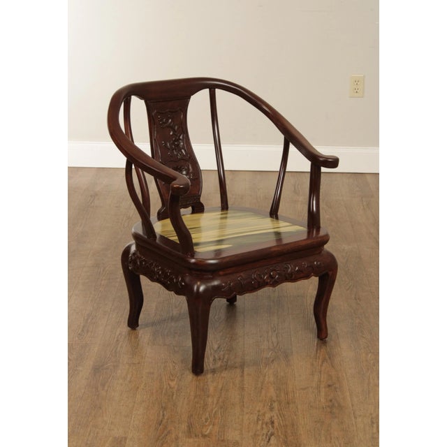 Chinese Chinese Marble & Hardwood Horseshoe Chairs - A Pair For Sale - Image 3 of 13