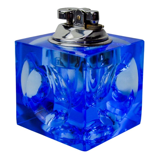 Blue Murano Glass Lighter attributed to Antonio Imperatore, Italy, 1970s For Sale