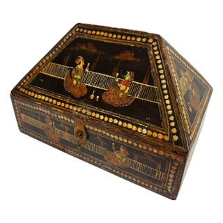 1920s Anglo-Raj Hand-Painted Rajasthani Dowry Box For Sale
