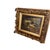 A charming antique oil on canvas titled Barnyard, depicting sheep within a wooded pastoral landscape. The composition...