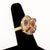 Contemporary Modernist 18k Yellow Gold Ruby and Diamond Cocktail Ring For Sale - Image 3 of 7
