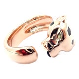 Cartier Panther Panthere Rose Gold Lacquer Tsavorite Ring Cert, Size 6.25 For Sale